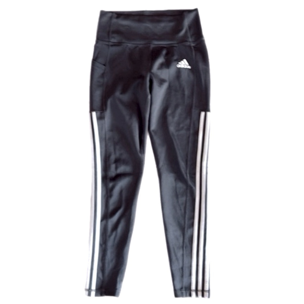Adidas Aeroready 3 Stripe Leggings in Dark Charcoal Size Small - Picture 3 of 4